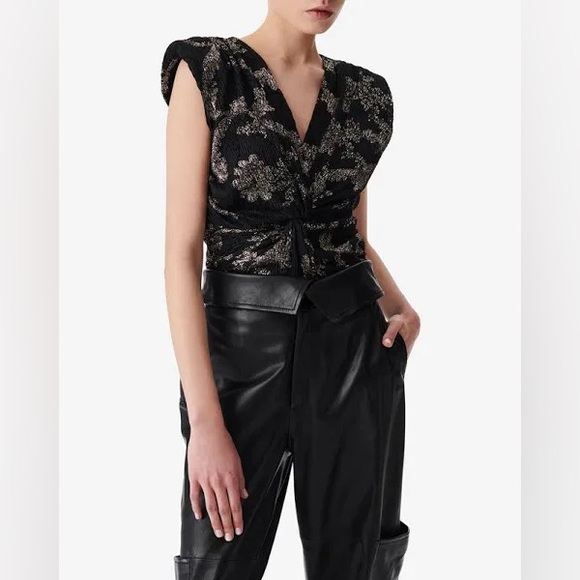 NWT IRO Tuolo Black and Gold Top
